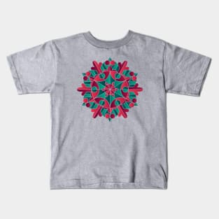 Poinsettia Mandala Snowflake Geometric Design Kids T-Shirt